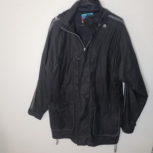 Vintage Black Canyon Colorado Lined Hooded Rain Jacket 5 Pocket Mens Large
